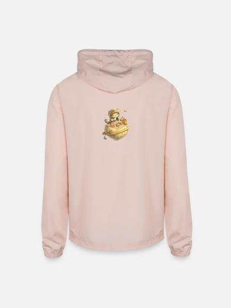 Lunchocat on Moon Cheese - Unisex Lightweight Windbreaker Jacket - blush pink