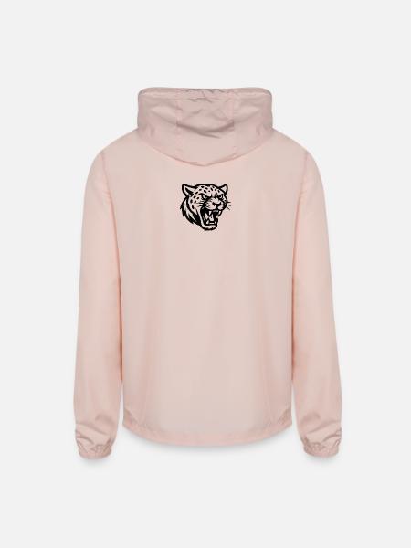 Leopard Silhouette Fierce Line Art - Unisex Lightweight Windbreaker Jacket - blush pink  - Back