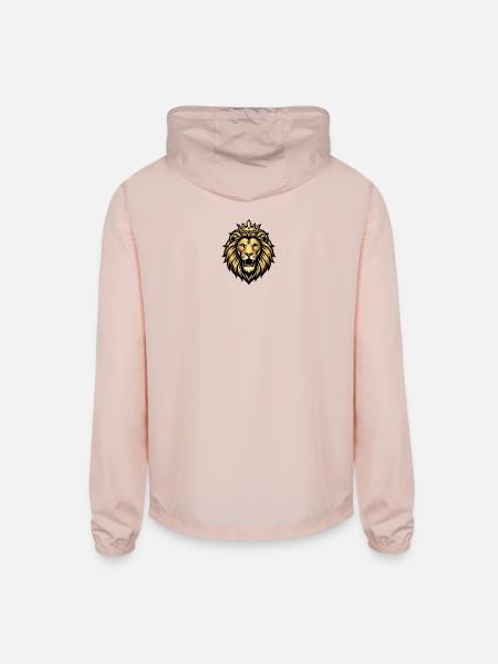 Gold Crowned Lion Emblem - Unisex Lightweight Windbreaker Jacket - blush pink