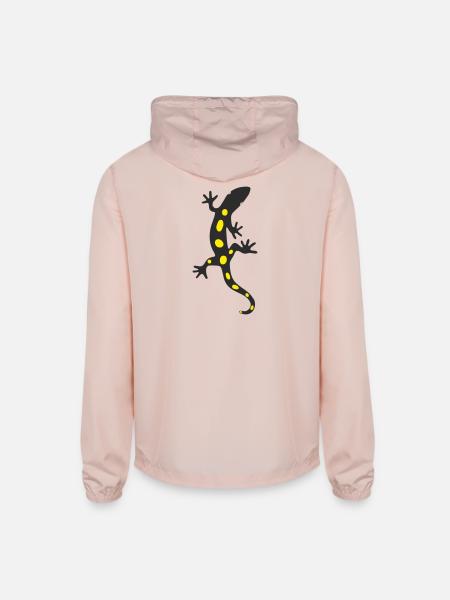 Lizard Salamander Gecko Fire salamander - Unisex Lightweight Windbreaker Jacket - blush pink  - Back