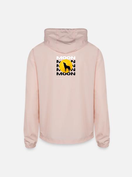 Howling Wolf Full Moon Graphic - Unisex Lightweight Windbreaker Jacket - blush pink