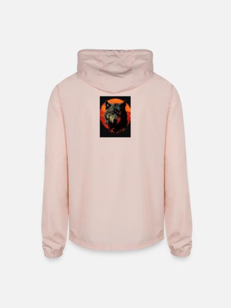 Crimson Moon Wolf - Unisex Lightweight Windbreaker Jacket - blush pink