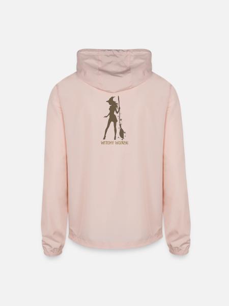 Witchy Silhouette with Broom - Unisex Lightweight Windbreaker Jacket - blush pink