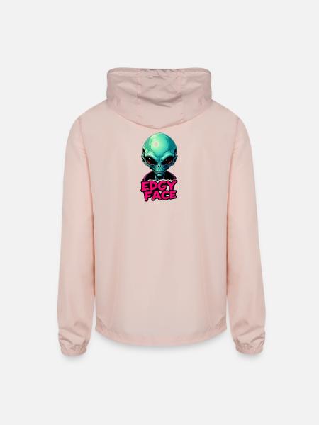 Edgy Face Martian - Unisex Lightweight Windbreaker Jacket - blush pink 
