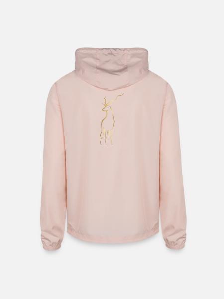 Gold Drawline Deer Side - Unisex Lightweight Windbreaker Jacket - blush pink  - Back