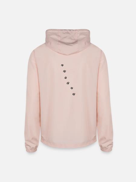 animal tracks footprint cat lynx - Unisex Lightweight Windbreaker Jacket - blush pink  - Back