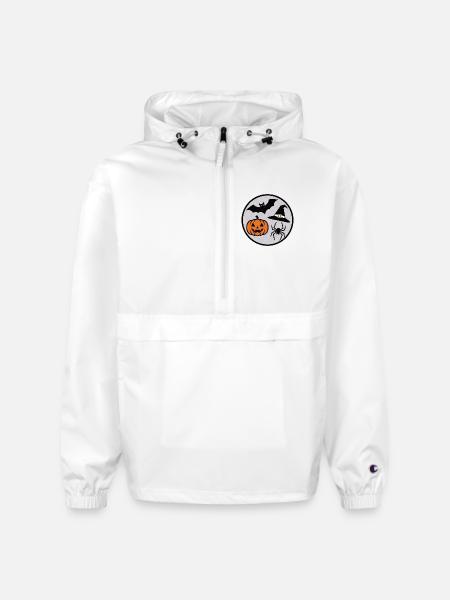 Halloween Circle: Pumpkin Bat Spider - Champion Packable Jacket - white