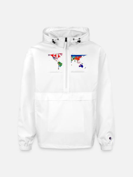 Flag Map Of The World - Champion Packable Jacket - white
