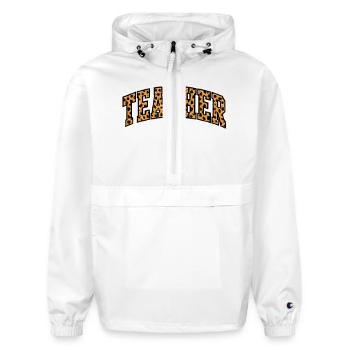Leopard Print Teacher Typography - Champion Packable Jacket
