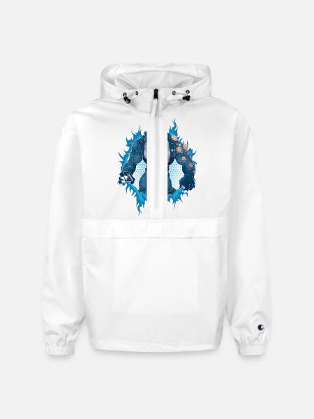 Whale Mutant With Halftone Background - Champion Packable Jacket - white