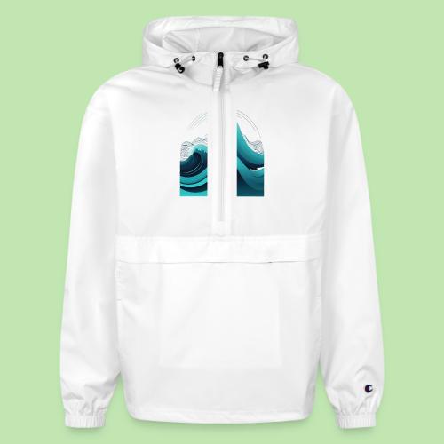 Dynamic Ocean Wave Illustration - Champion Packable Jacket