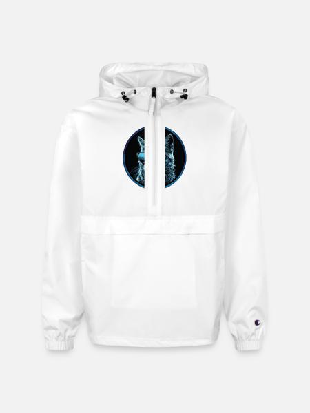 Cool blue Cat with Sunglasses - Champion Packable Jacket - white