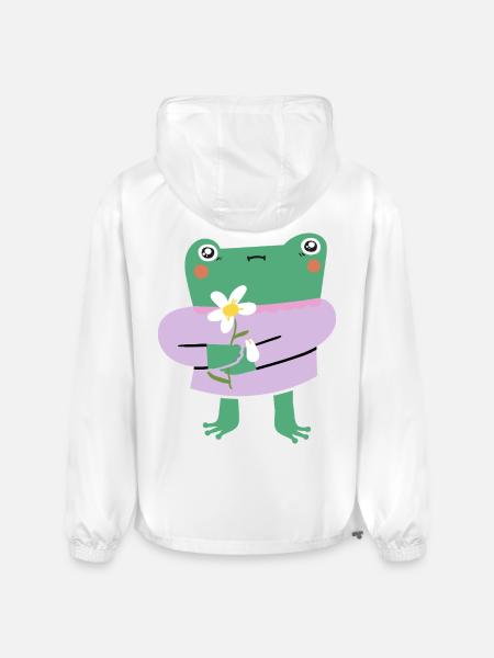Shy Frog with Flower - Champion Packable Jacket - white