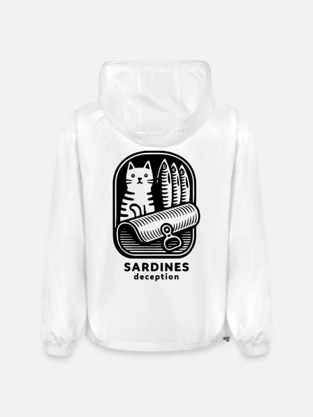 Funny Cat Sardines Deception - Champion Packable Jacket - white