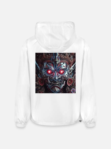 Cyberpunk Demon Mask – Chrome Tech Art - Champion Packable Jacket - white