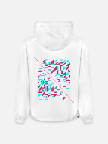 Neon Glitch Geomosaic - Champion Packable Jacket - white