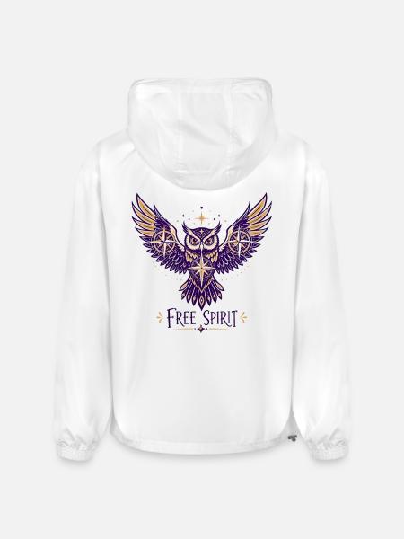  Free Spirit Owl & Stars - Champion Packable Jacket - white