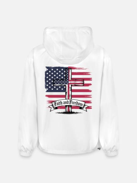 Faith And Freedom Patriotic Christian America - Champion Packable Jacket - white - Back