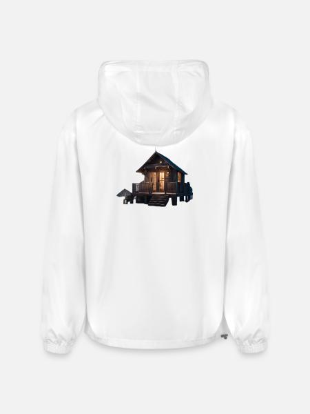 Rustic Cabin Nightscape Design - Champion Packable Jacket - white