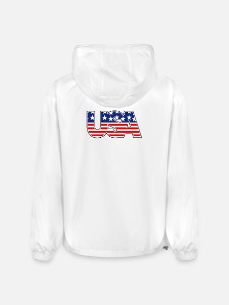 American Flag USA Logo - Champion Packable Jacket - white
