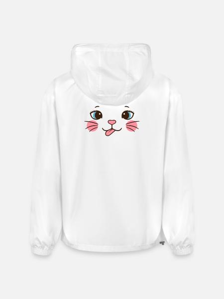 Pink Cheek Cat Face - Champion Packable Jacket - white