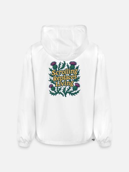 Scrolling Replaces Living Typography - Champion Packable Jacket - white