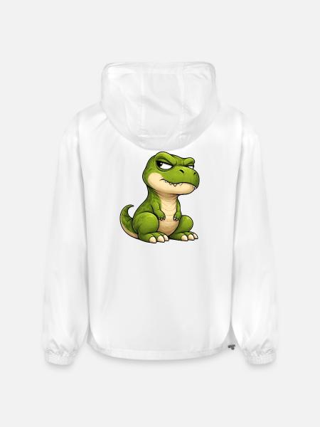 Grumpy T-Rex cartoon skeptical expression - Champion Packable Jacket - white