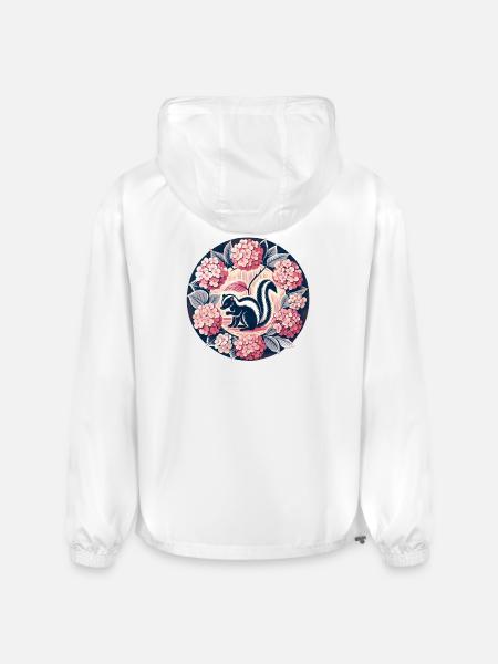 Hydrangea Circle Skunk Motif - Champion Packable Jacket - white