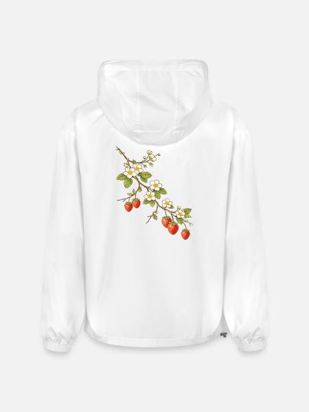 Strawberry Branch with Blossoms Illustration - Champion Packable Jacket - white