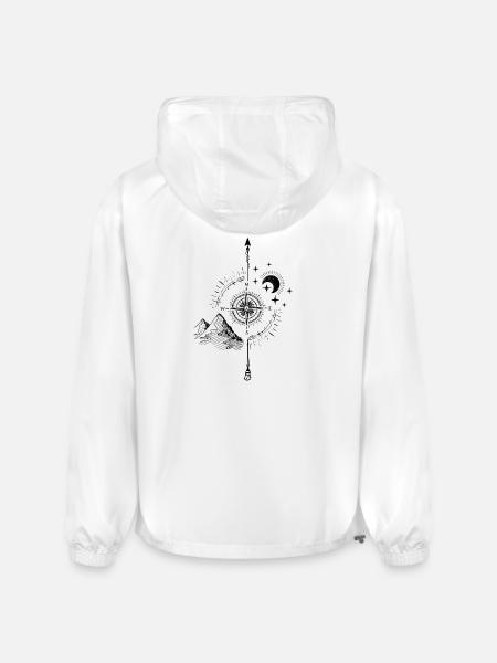 Mystic Mountain Moon Compass - Champion Packable Jacket - white