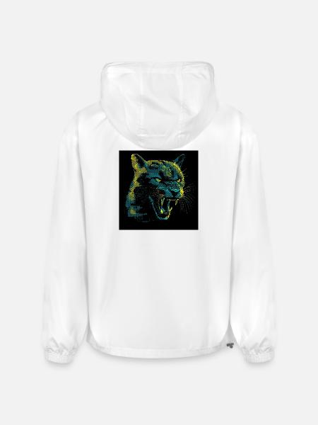 Neon Halftone Cat Roar - Champion Packable Jacket - white