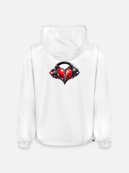 Broken Heart with Headphones - Champion Packable Jacket - white
