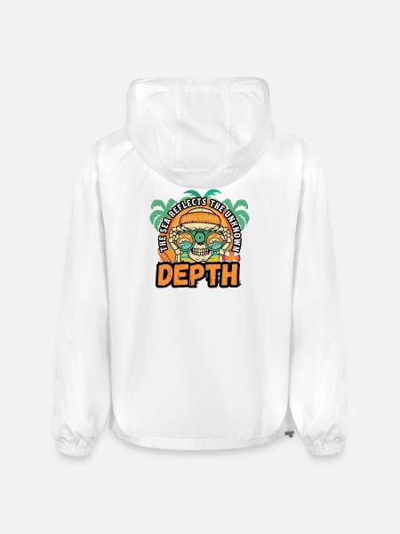 Depth Wave Seeker Skull - Champion Packable Jacket - white