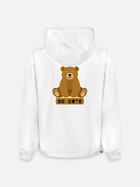 So Cute Bear Illustration - Champion Packable Jacket - white