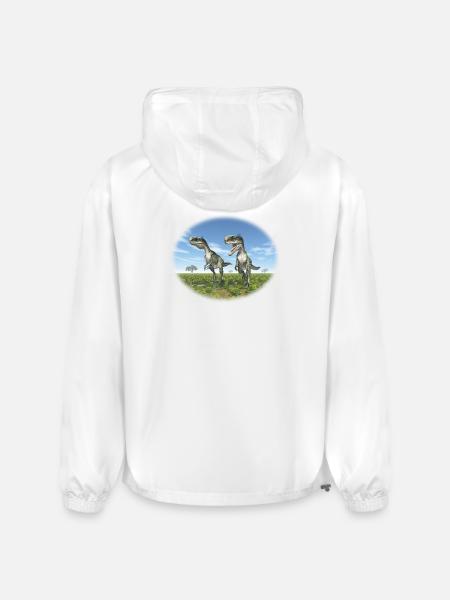 Monolophosaurus in a Prehistoric Landscape - Champion Packable Jacket - white