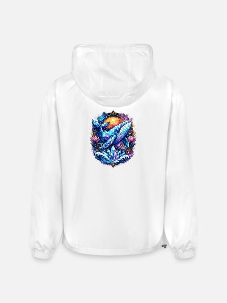 Crystal Whale Geometric Ocean Art T-Shirt - Champion Packable Jacket - white