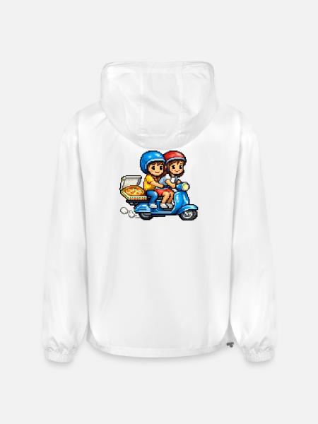 Boy and Girl on Vespa with Pizza! - Champion Packable Jacket - white