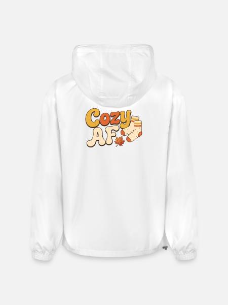Cozy AF Autumn Socks - Champion Packable Jacket - white