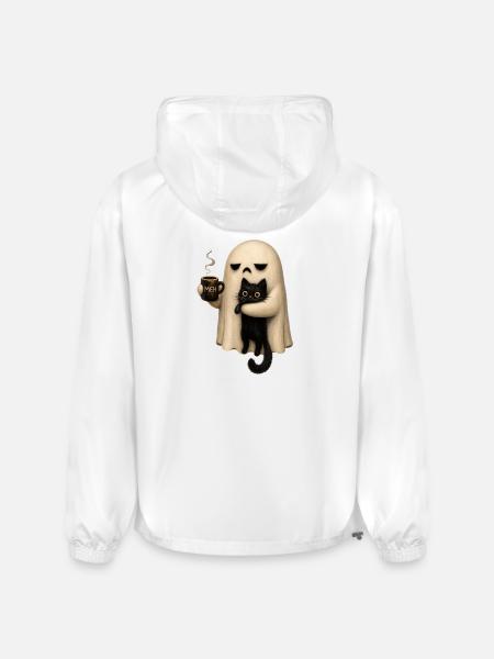 Meh Ghost and Cat Mug - Champion Packable Jacket - white