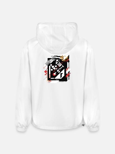 Geometric Grid Collage on Black - Champion Packable Jacket - white