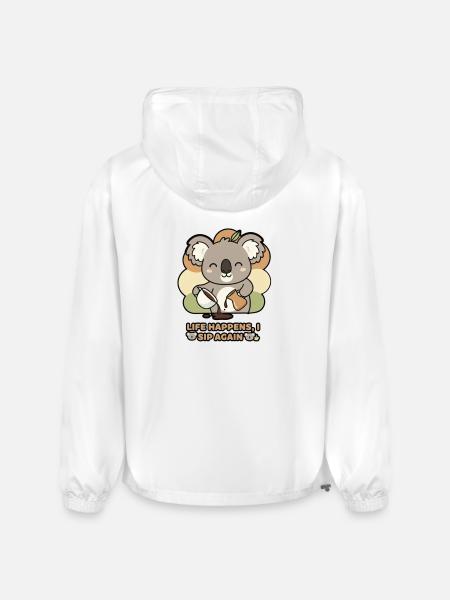 Koala Sips Again - Champion Packable Jacket - white