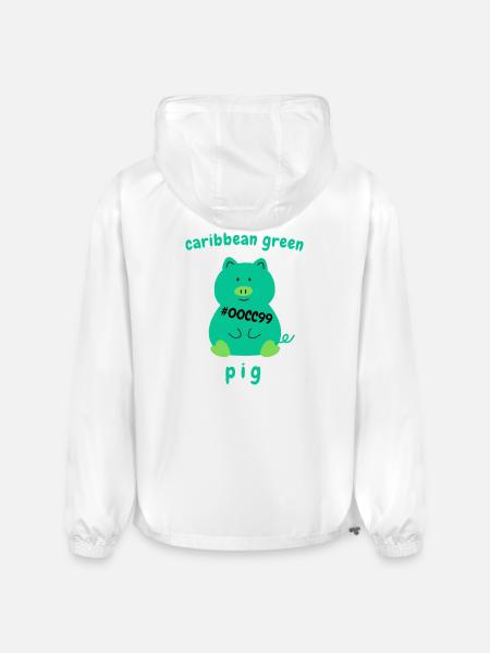 Caribbean green Pig - Champion Packable Jacket - white
