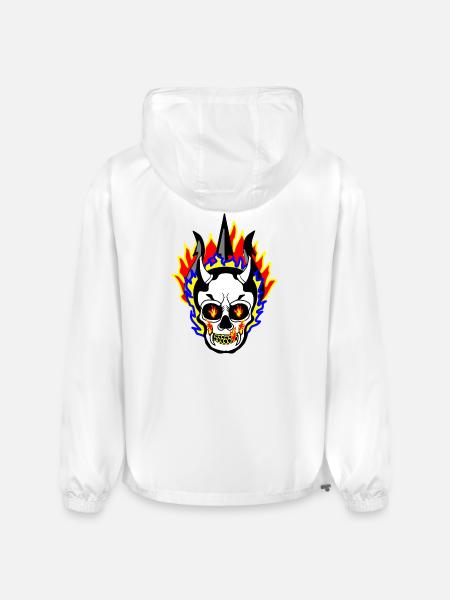 Flaming Skull 55555 Street Style - Champion Packable Jacket - white