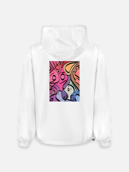 Kaleidoscopic Faces Graffiti - Champion Packable Jacket - white