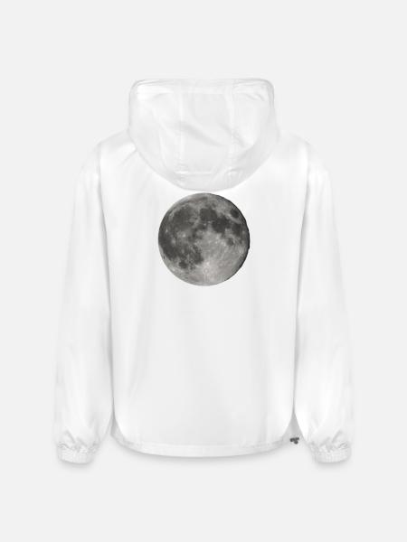 Lunar Echoes Moon Print - Champion Packable Jacket - white