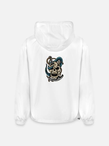 Skull and Dagger Kraken Tattoo - Champion Packable Jacket - white