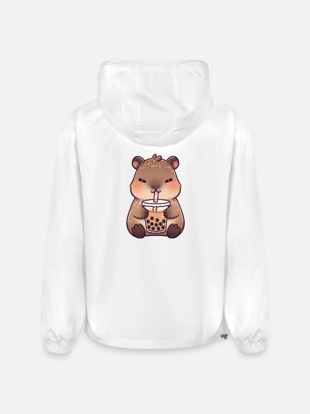 Kawaii CapybaraDrinking Milk Tea - Champion Packable Jacket - white