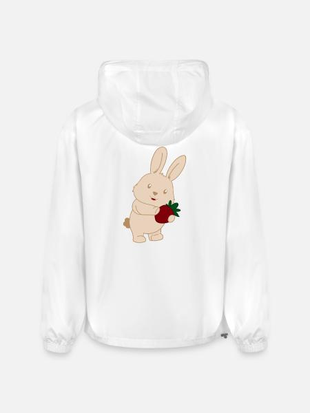 Bunny Holding Strawberry Charm - Champion Packable Jacket - white