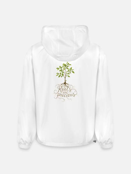 "Roots Are Precious" Tree Design - Champion Packable Jacket - white