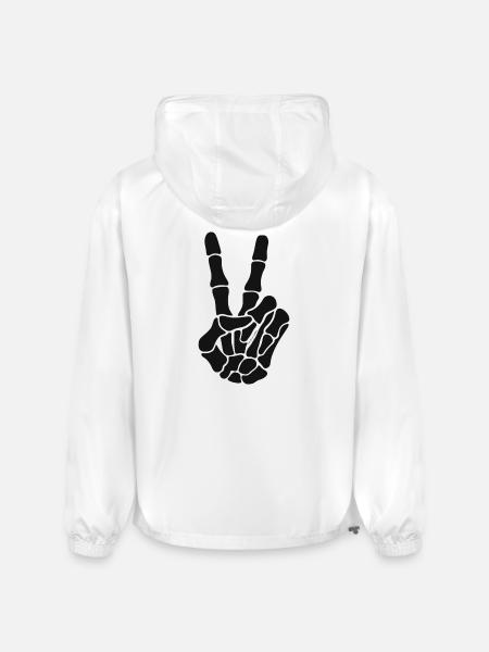 Skeleton Hand Rock On Silhouette - Champion Packable Jacket - white
